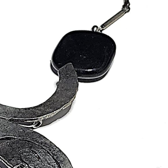 Sylvie Germain black & pewter Modernist necklace - Picture 5 of 9